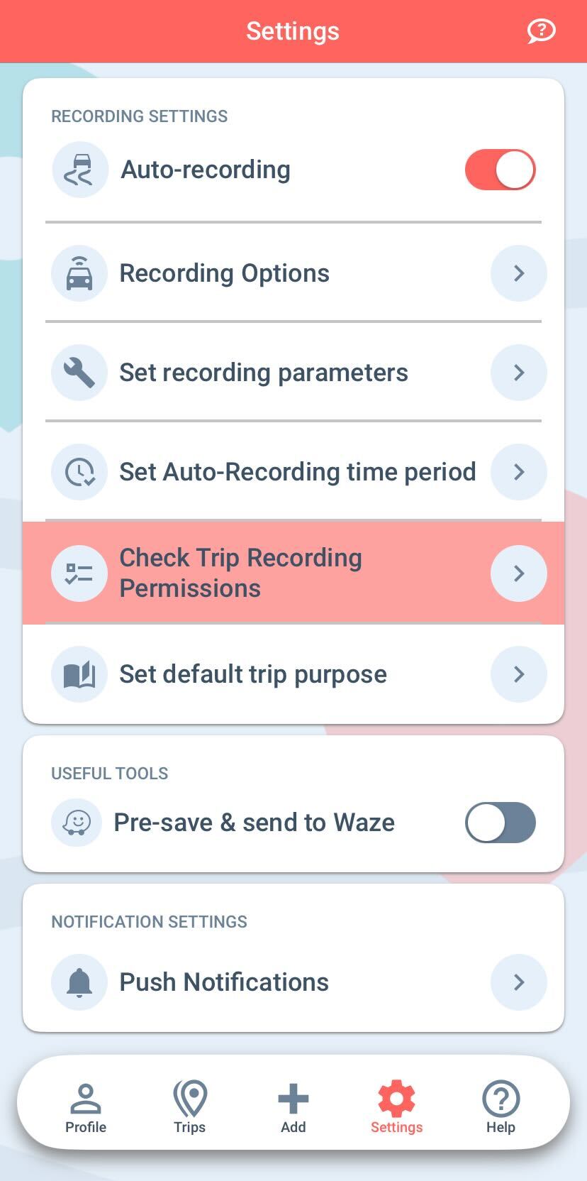 check automatic recording option permissions