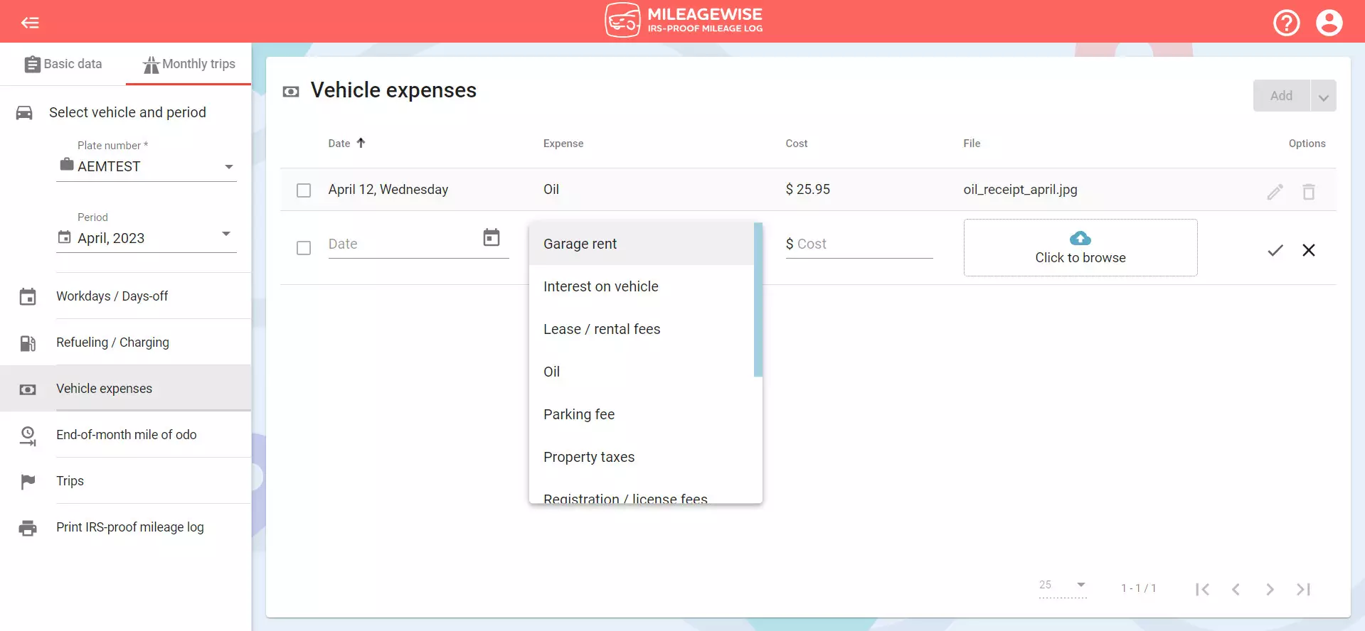 wehicle expenses sheet