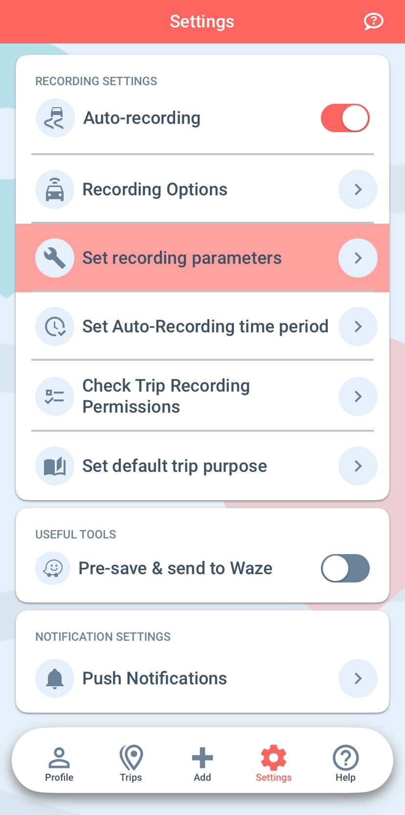 auto tracking settings