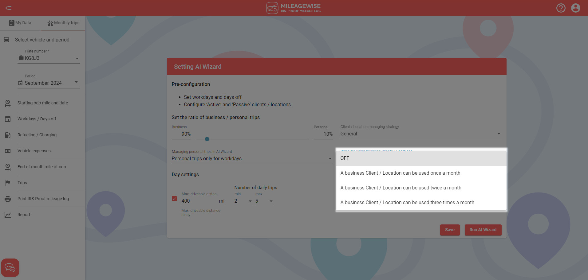 mileage log generator