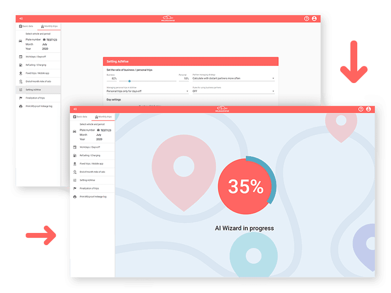 MileageWise's AI Wizard reconstructs your trips and fills in the gaps