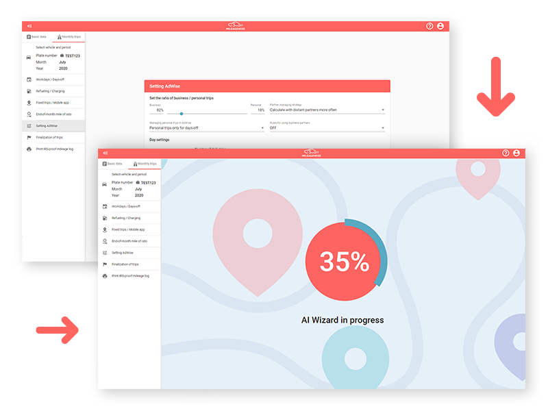 MileageWise's AI Wizard reconstructs your trips and fills in the gaps