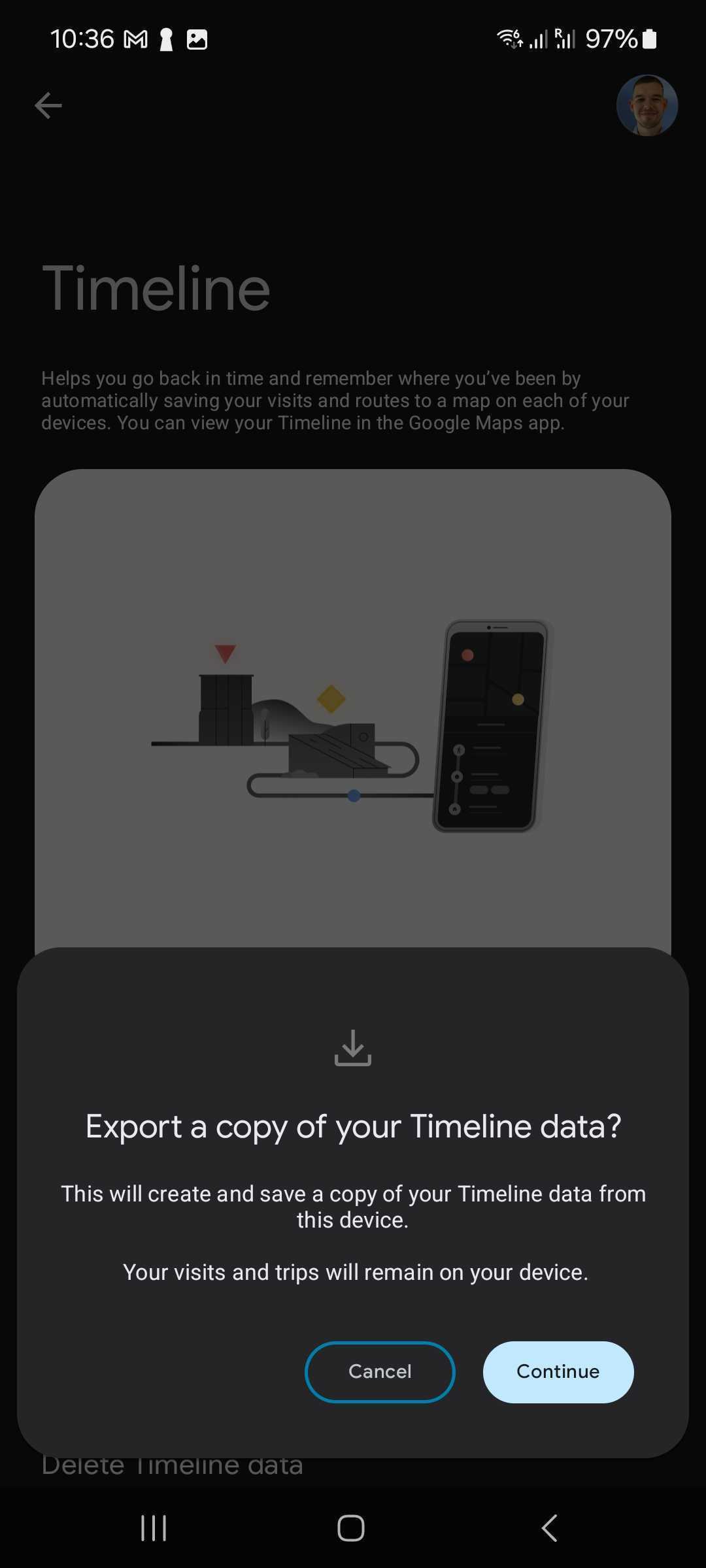 google timeline export android