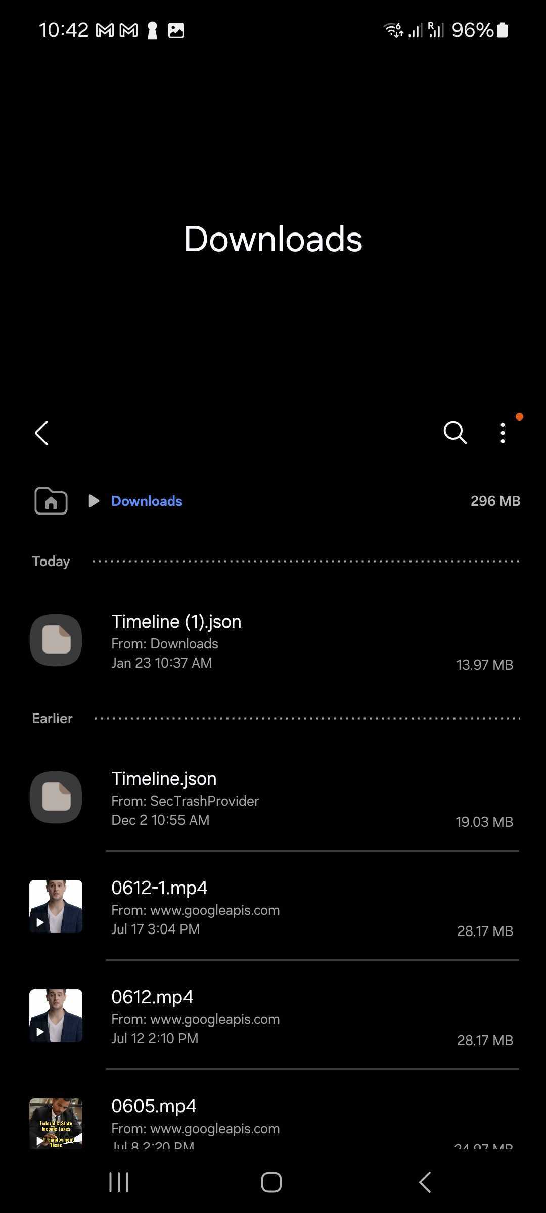 android timeline export