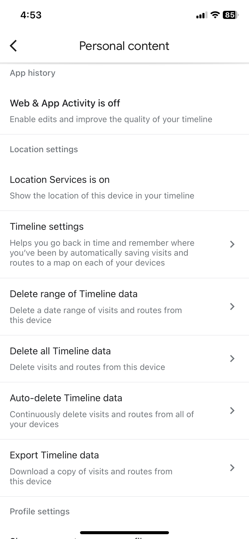 iOS Google Timeline Location History