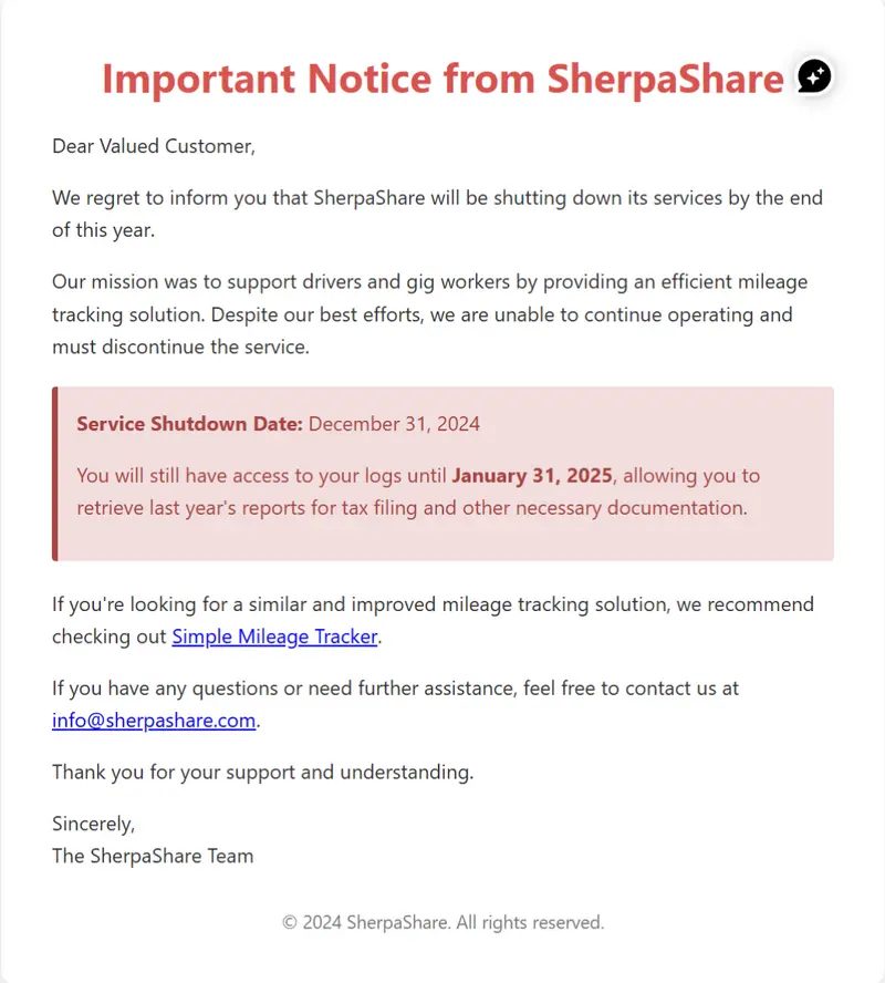 sherpashare app website login download takedown notice