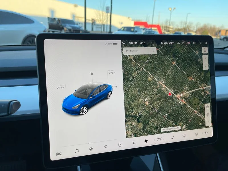 detailed view on the tesla navigation system interface