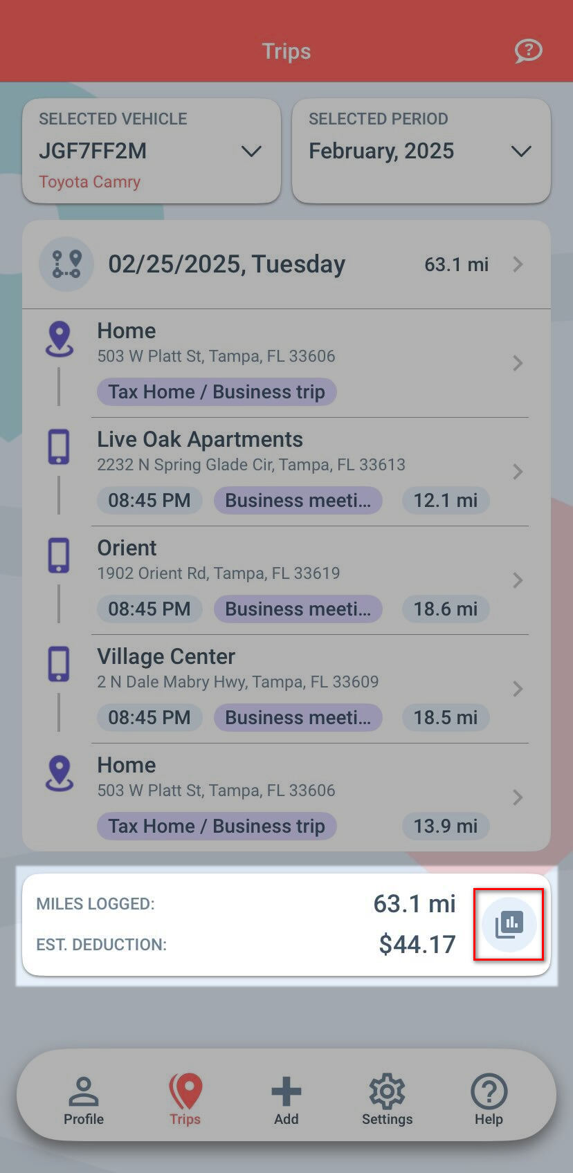 create mileage report mobile app