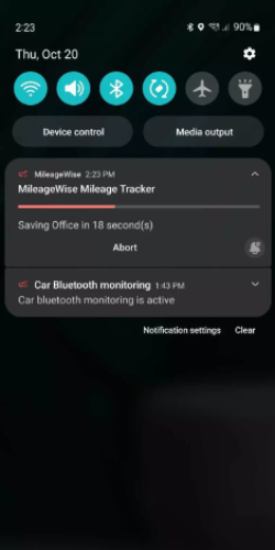 mileage notifications