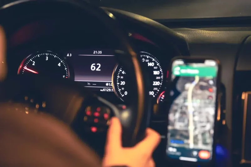 mileage counter on car dashboard