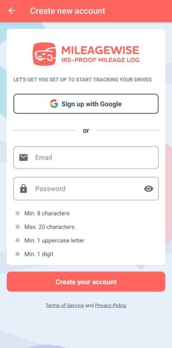 MileageWise social login