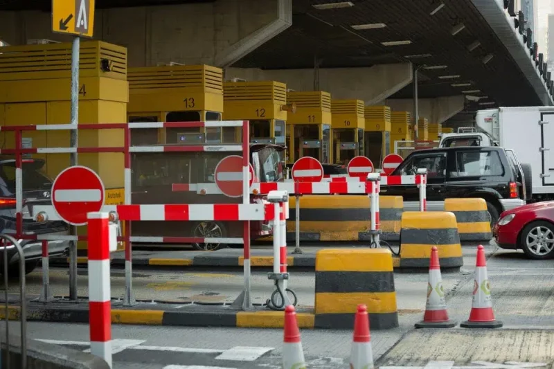 Toll station on highway. Tolls are tax deductible.